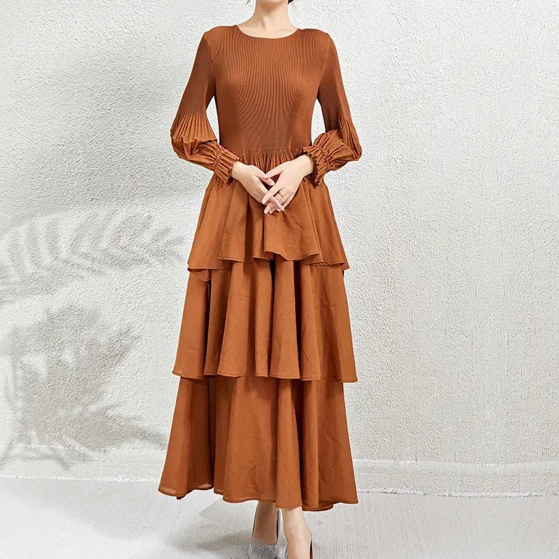 Long Sleeve Pleated Gown by Pleats Clothing 2