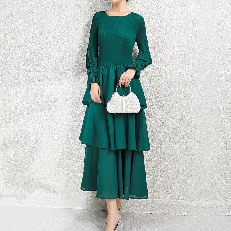 Long Sleeve Pleated Gown by Pleats Clothing 5