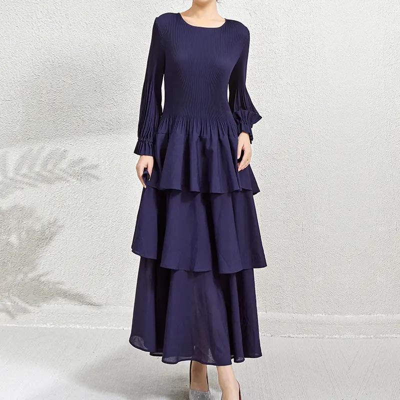 Long Sleeve Pleated Gown by Pleats Clothing 6