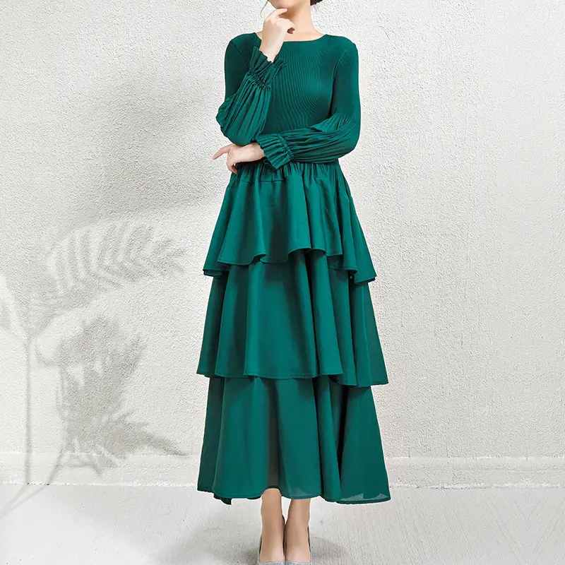 Long Sleeve Pleated Gown by Pleats Clothing 4
