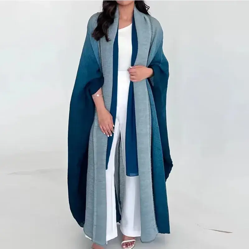 Long Sleeve Pleated High Neck Gown - - Pleats Clothing-1 2