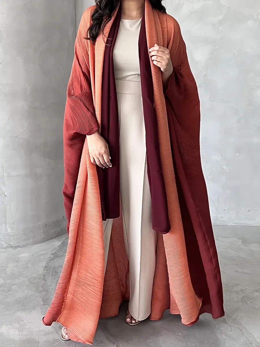 Long Sleeve Pleated High Neck Gown - - Pleats Clothing-1 6