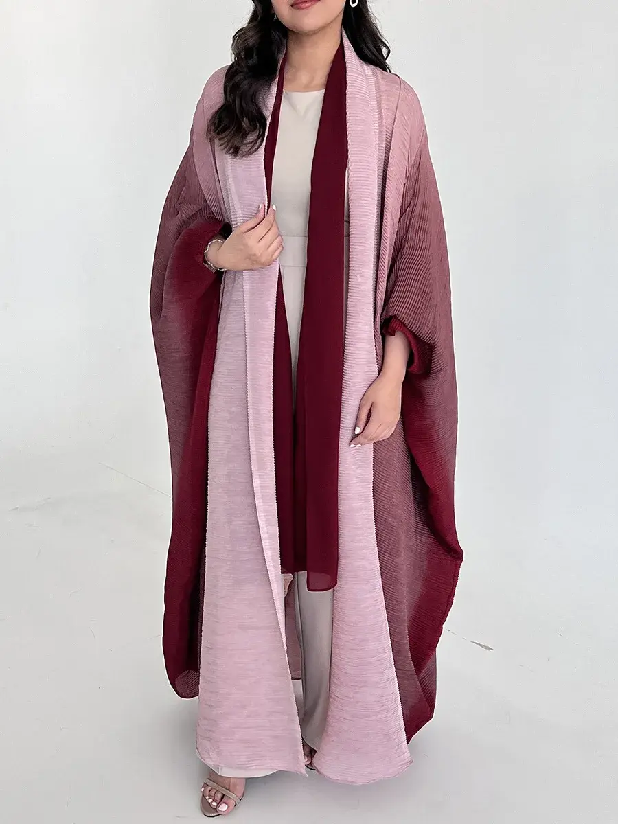 Long Sleeve Pleated High Neck Gown - - Pleats Clothing-1 7