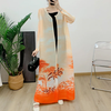 Latest Evening Dress Dubai Pleated Long Coat Printed Long Overlay Women's Floor-length Robe Middle Eastern Women's Robe 3