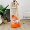 Latest Evening Dress Dubai Pleated Long Coat Printed Long Overlay Women's Floor-length Robe Middle Eastern Women's Robe 1