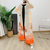 Latest Evening Dress Dubai Pleated Long Coat Printed Long Overlay Women's Floor-length Robe Middle Eastern Women's Robe 2
