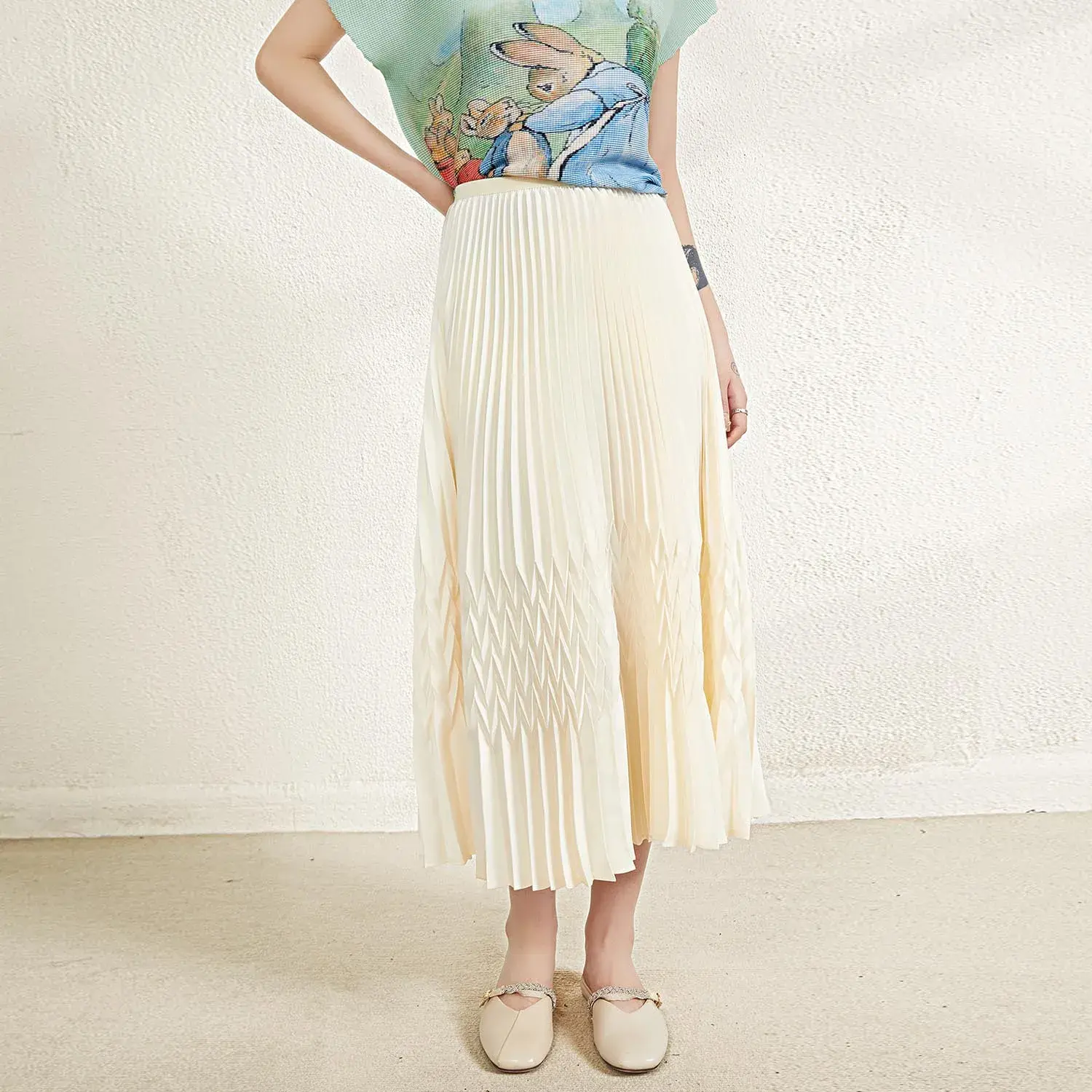 Long Sleeve Pleated High Neck Gown Women's Skirts - - Pleats Clothing 4