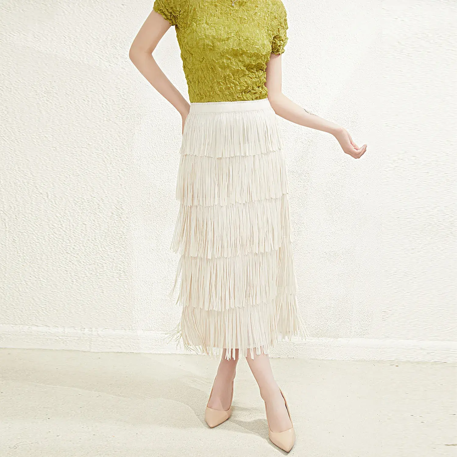 White Pleated Shirt Womens in-Stock Ltems OR OEM&ODM - - Pleats Clothing 6