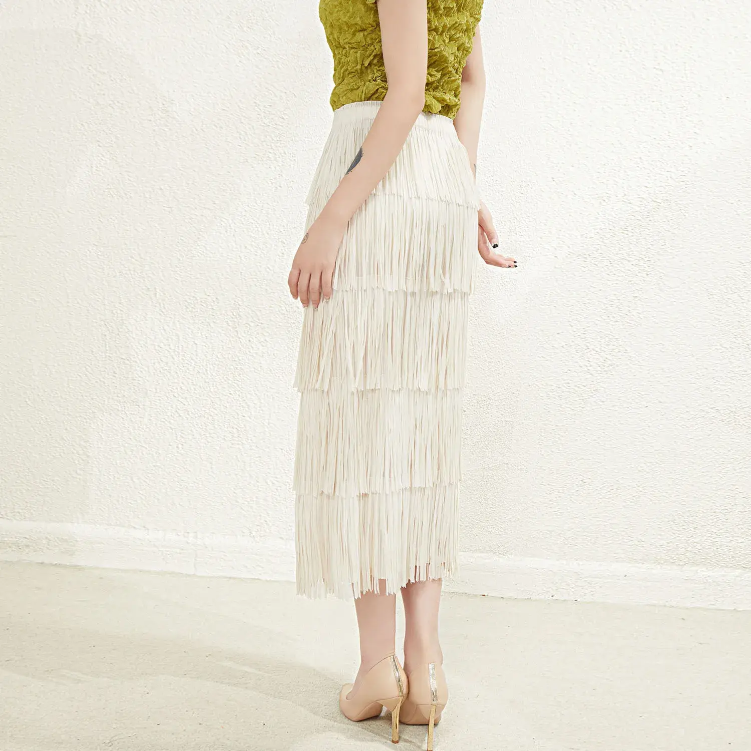 White Pleated Shirt Womens in-Stock Ltems OR OEM&ODM - - Pleats Clothing 7