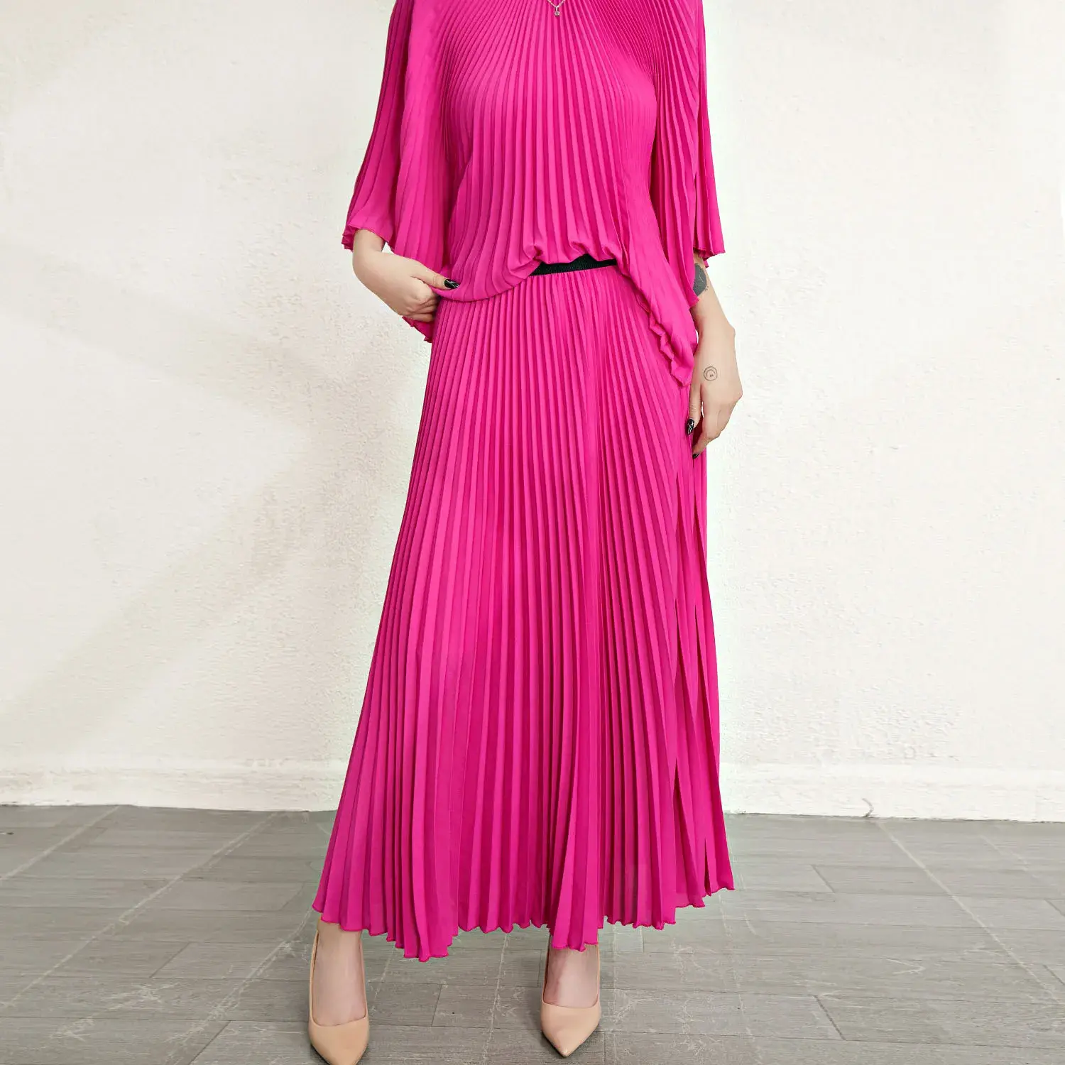 Red Pleated Gown Support by Pleats Clothing 5