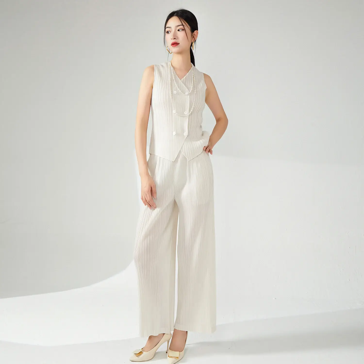Satin Pleated Gown 100% Polyester by Pleats Clothing 4