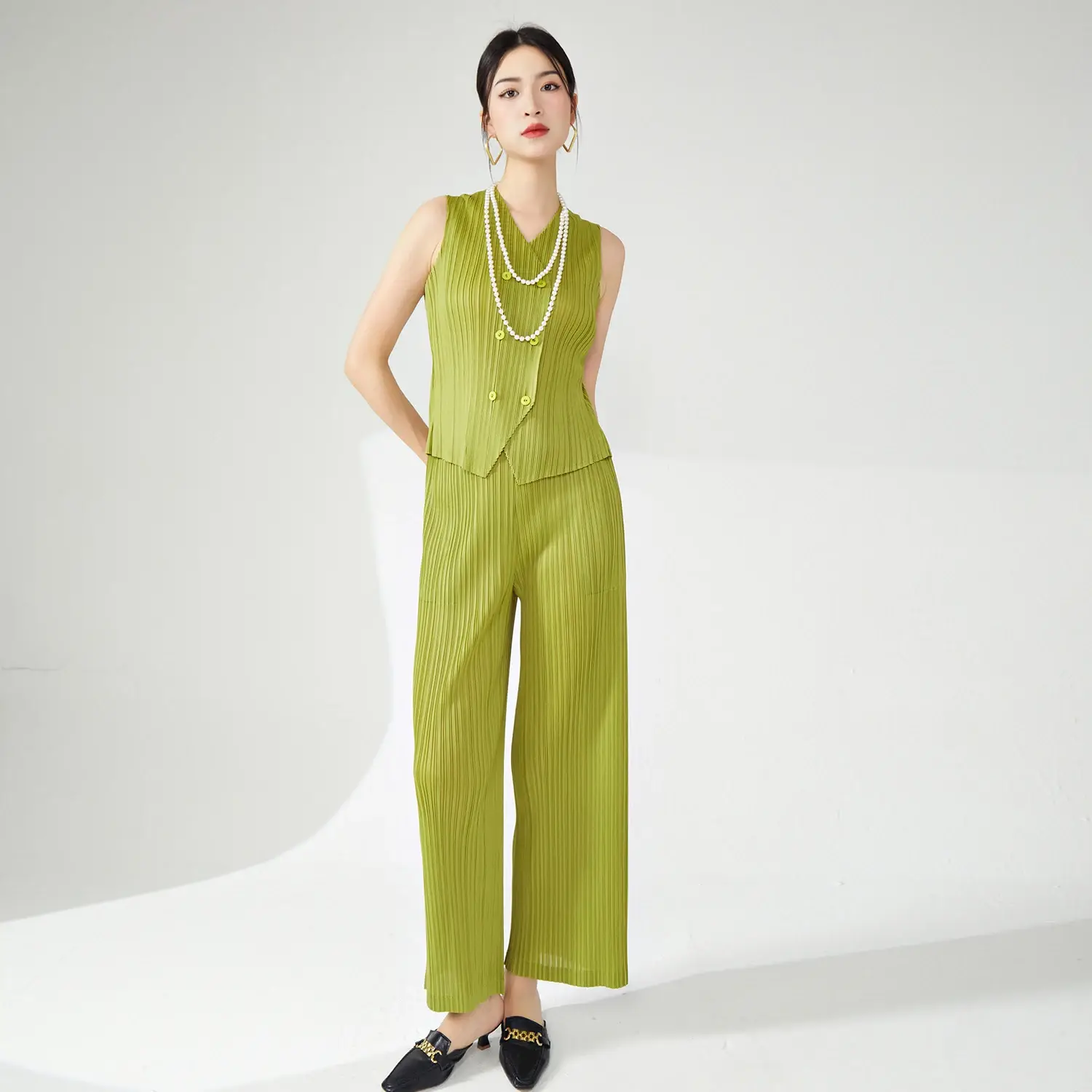 Satin Pleated Gown 100% Polyester by Pleats Clothing 2