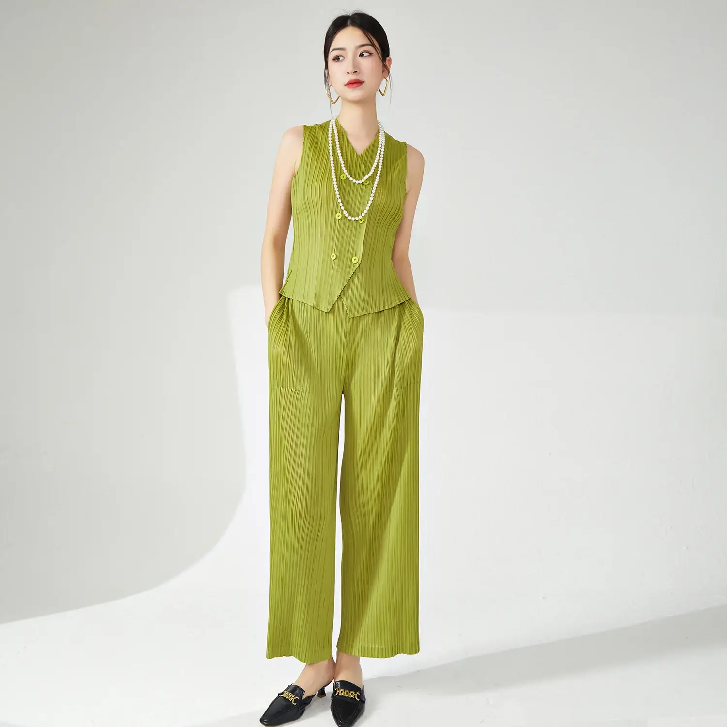Satin Pleated Gown 100% Polyester by Pleats Clothing 3