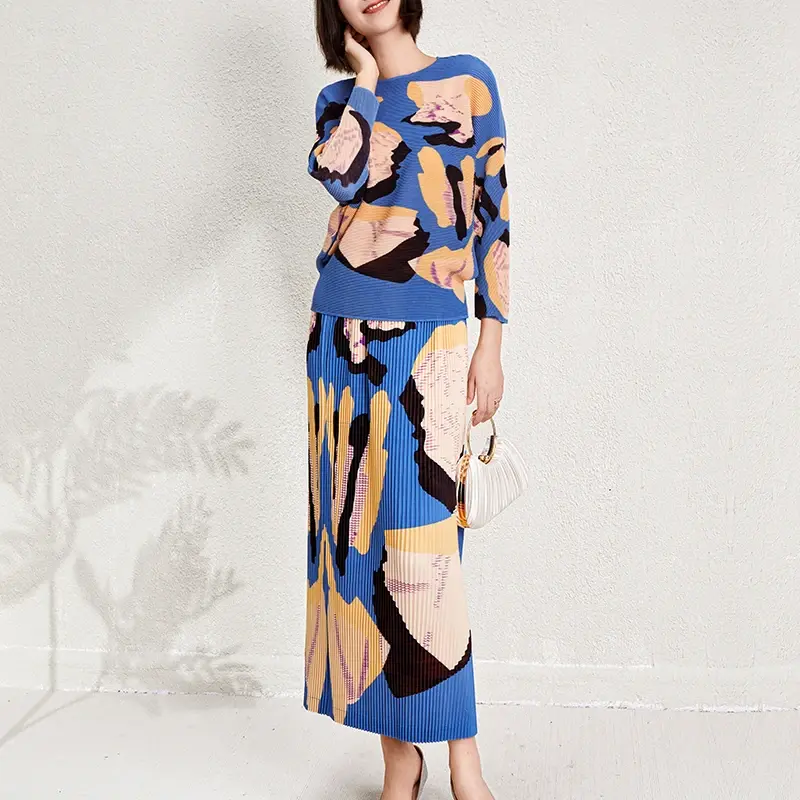 Long Sleeve Pleated High Neck Gown About 20-25 Days - - Pleats Clothing 2