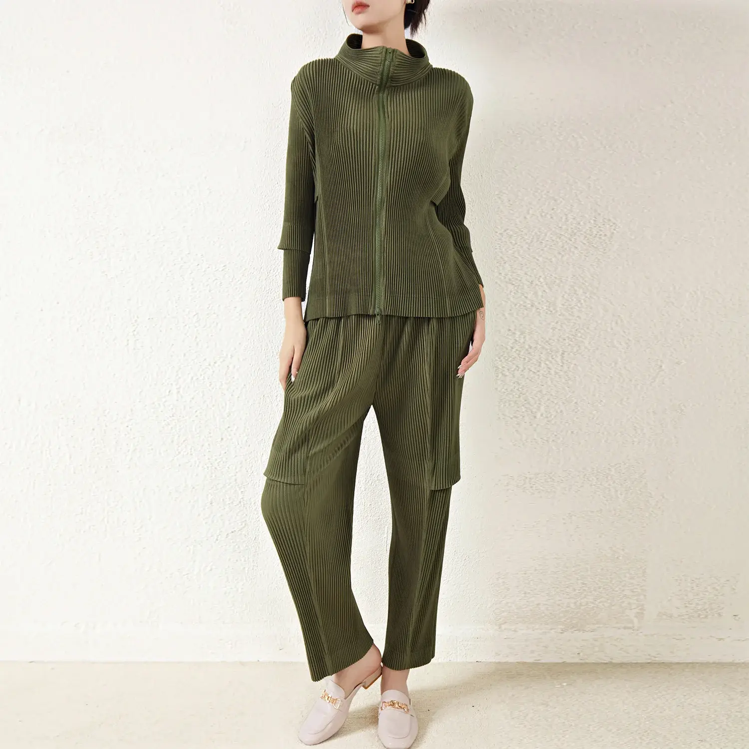 Green Pleated Gown PY-ZD-SY6565+KZ7091 - - Pleats Clothing 3