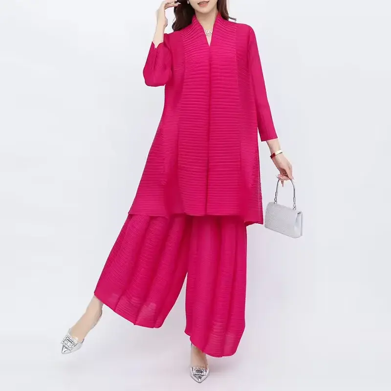 Womens Pleated Suit Pants Summer - - Pleats Clothing 2
