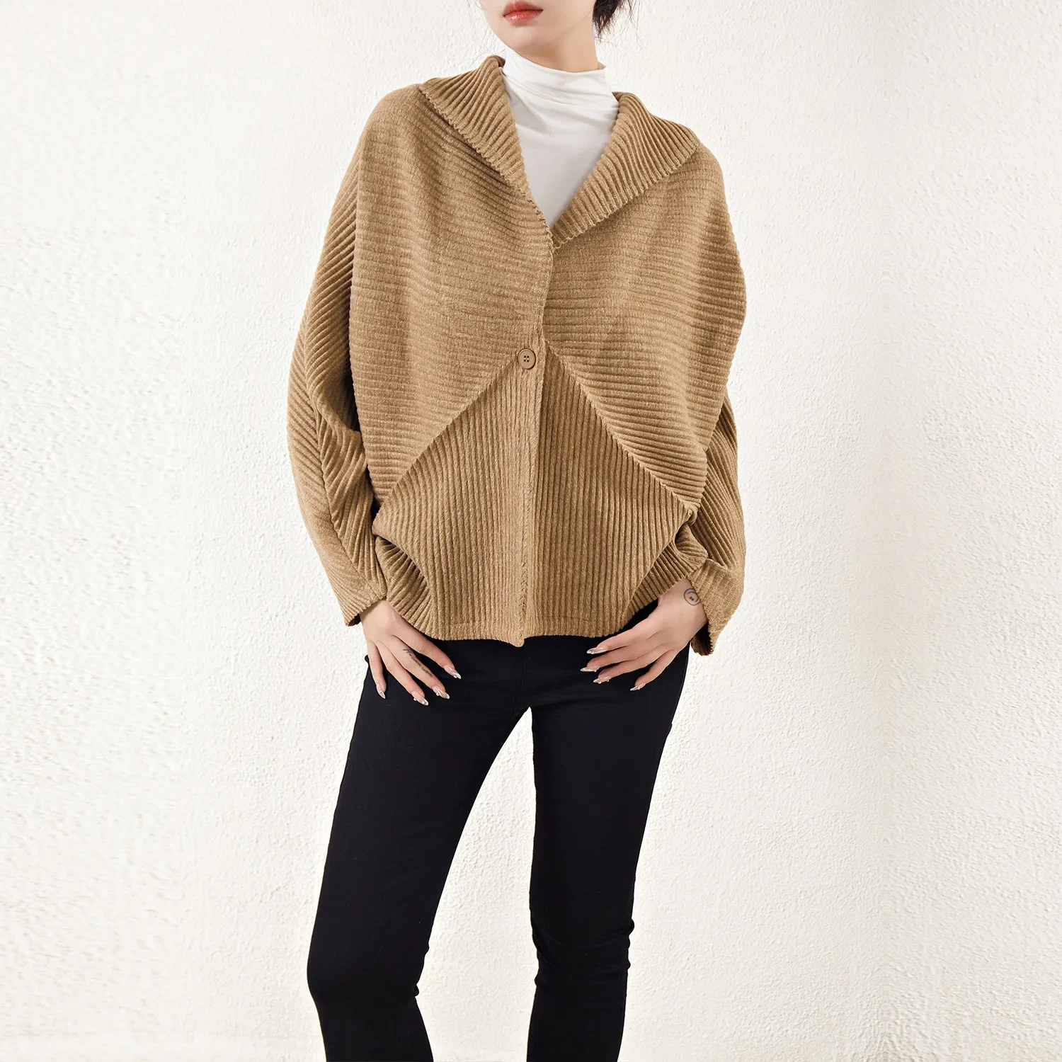 2023 Miyake Clothing Casual Style Pleated Design Sweater Coat Fashionable Women Tops 1