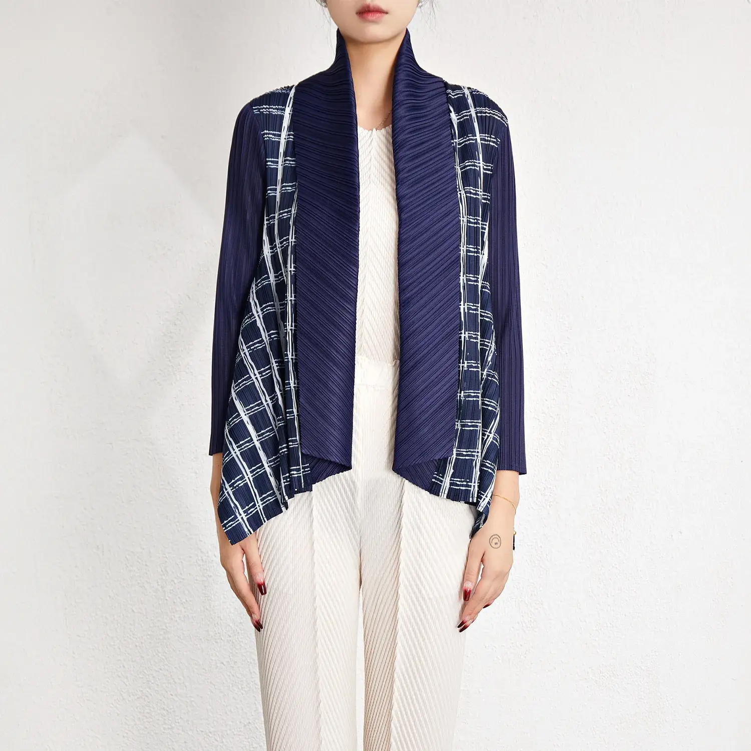 Long Pleated Cardigan Pleated Jackets by Pleats Clothing 1