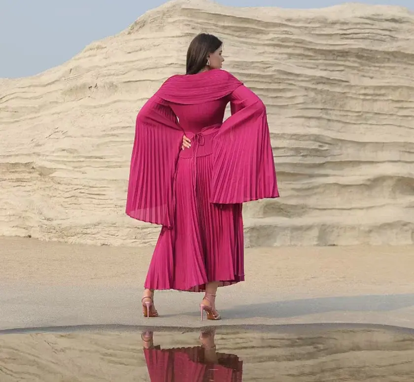 White Pleated Gown Pleats Clothing - - Pleats Clothing 3
