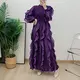 Pleated Ruffle Asymmetrical Crepe Gown 100% Polyester - - Pleats Clothing 4