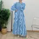 Pleated Ruffle Asymmetrical Crepe Gown 100% Polyester - - Pleats Clothing 2