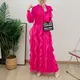 Pleated Ruffle Asymmetrical Crepe Gown 100% Polyester - - Pleats Clothing 5