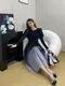 Black Pleated Gown 100% Polyester - - Pleats Clothing 4