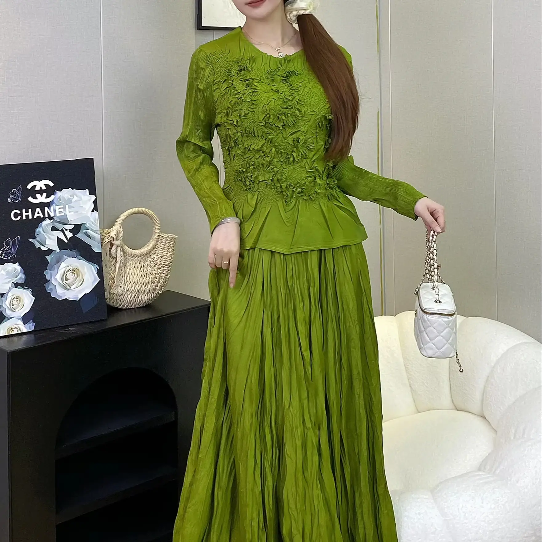 Black Pleated Gown Accept Customized Color by Pleats Clothing 2