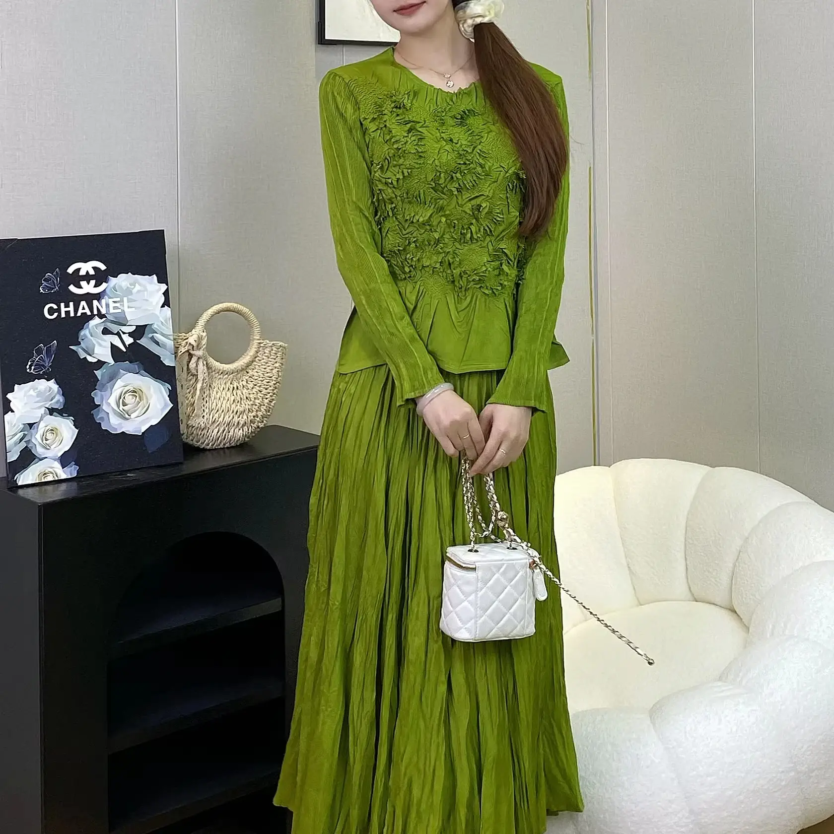 Black Pleated Gown Accept Customized Color by Pleats Clothing 1