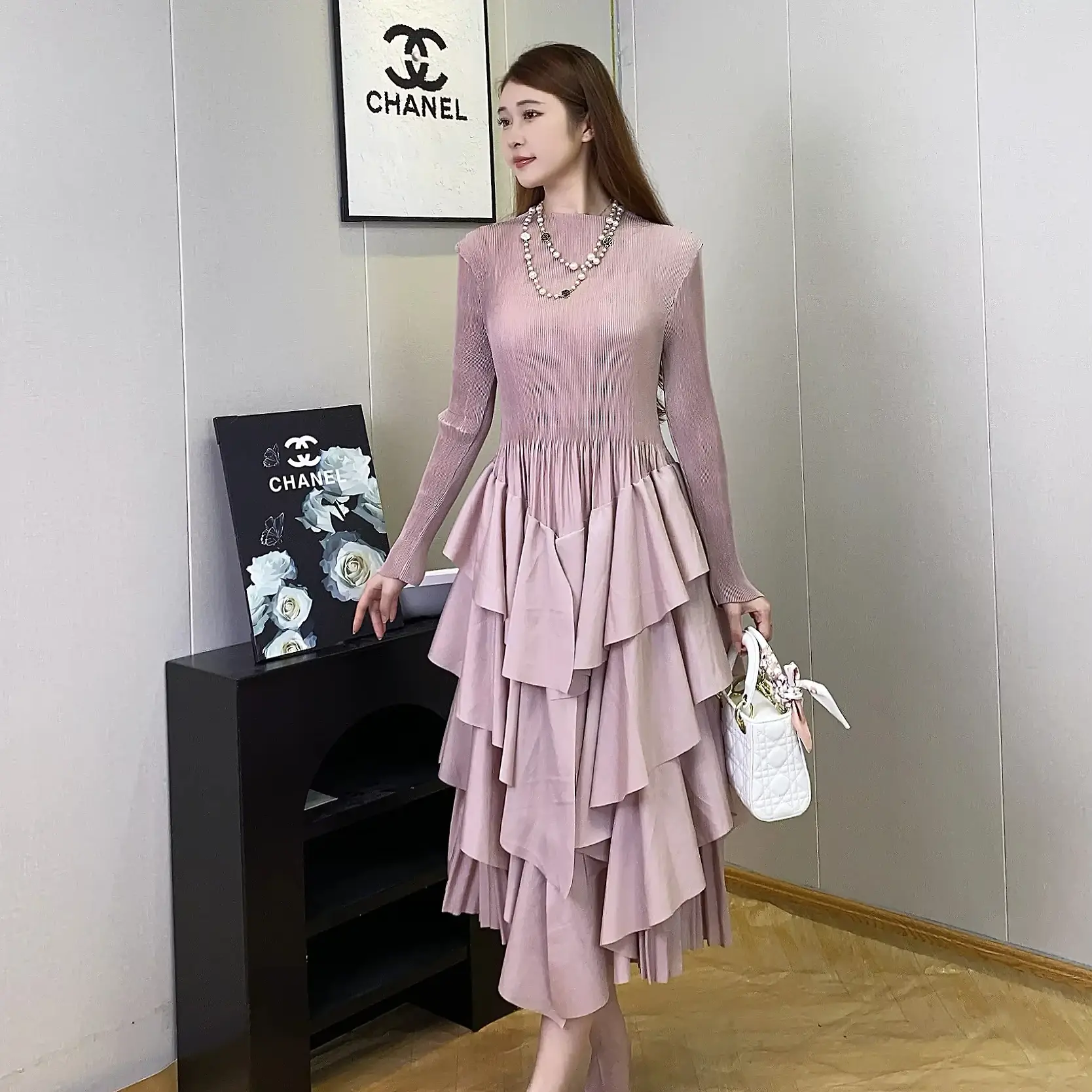 Silk Pleated Gown Pleats Clothing - - Pleats Clothing 5