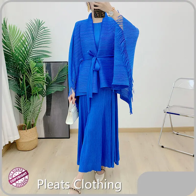 Long Sleeve Pleated High Neck Gown Accept Customized Color - - Pleats Clothing 1