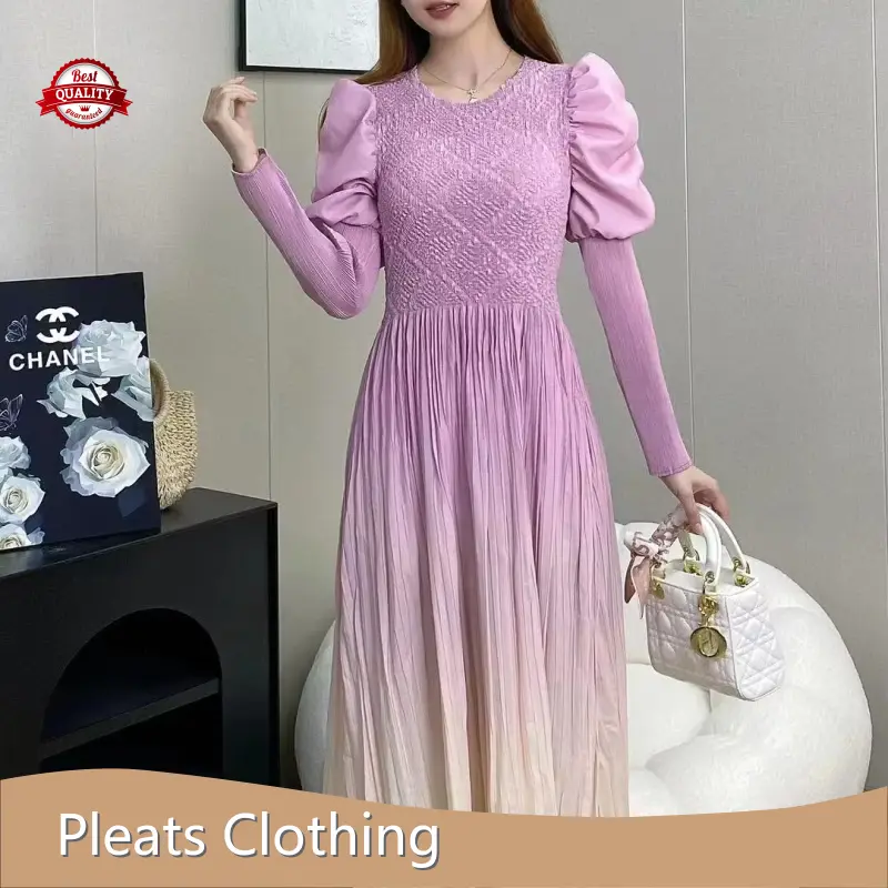 Black Pleated Gown 100% Polyester - - Pleats Clothing 1