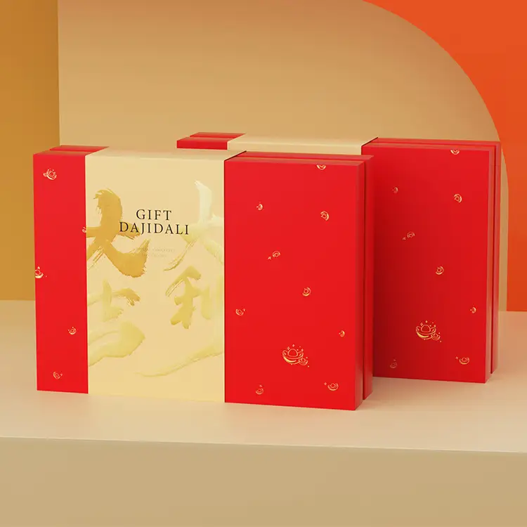 Caja de regalo roja con borde creativo personalizado, cubierta para cielo y tierra, caja complementaria de regalo 1