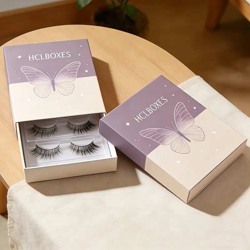 علبة تغليف رموش صلبة ذات فتحات، مصنوعة من مواد معاد تدويرها مغناطيسية أصلية، مع نقش بارز، وعلبة سحب رموش تحمل علامة تجارية خاصة، مقاس 2 سم 1