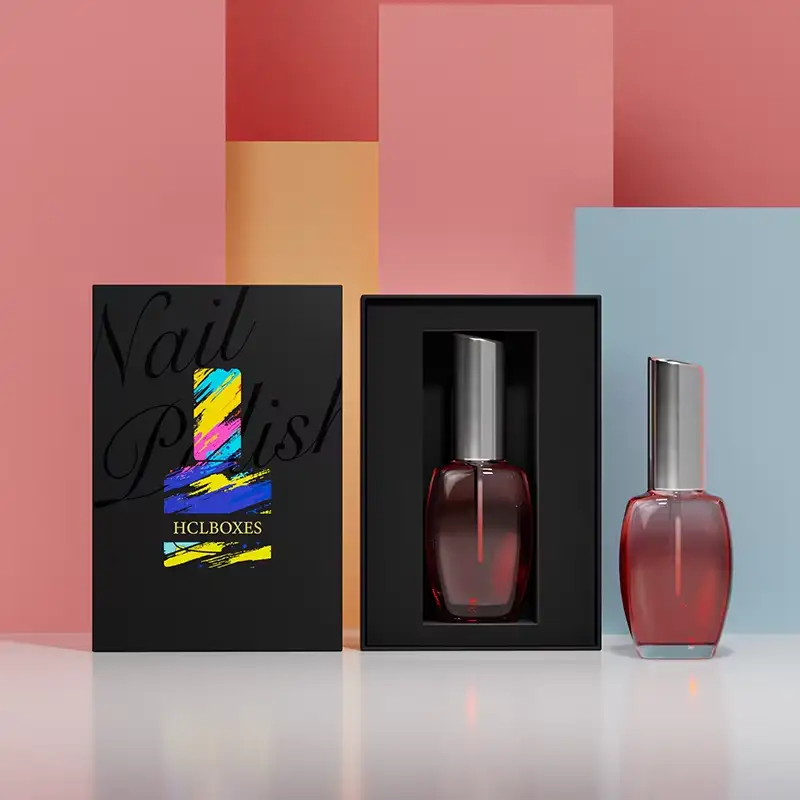 علبة هدايا مغناطيسية بشعار مخصص، مصنوعة من ورق مقوى متين، لتغليف الأظافر الاصطناعية، وحامل إسفنجي مع زيت طلاء الأظافر، مناسبة كهدية. 1