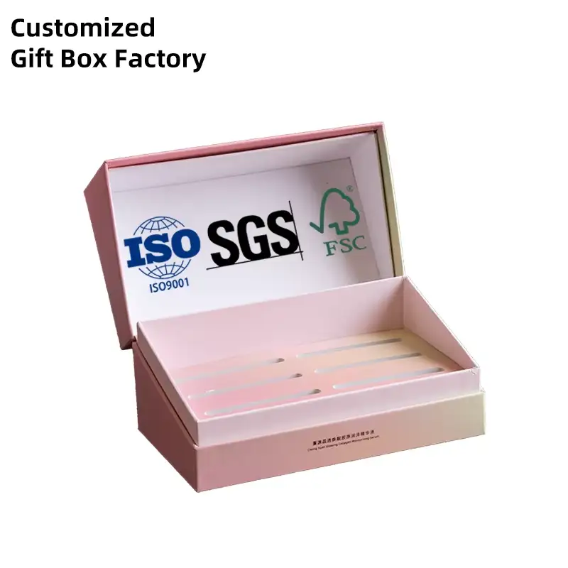 عبوة هدايا إبداعية صلبة قابلة للطي، مزودة بغطاء مغناطيسي مقاوم للأشعة فوق البنفسجية وشعار مخصص، مناسبة لمستحضرات العناية بالبشرة، سيروم، ومستحضرات التجميل، بتصميم فاخر مائل. 1