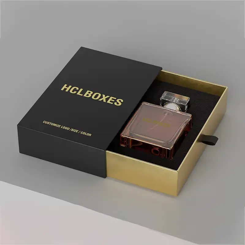علب عطور مربعة فارغة فاخرة قابلة لإعادة التدوير، مصنوعة حسب الطلب، مزودة بإغلاق مغناطيسي، من ورق مقوى أسود، مثالية لتغليف الهدايا الاحتفالية. 1