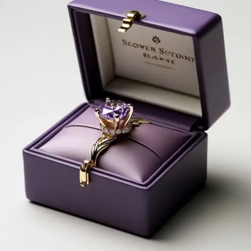 علب هدايا ورقية قابلة للطي قابلة لإعادة التدوير، مغلفة بطبقة لامعة غير لامعة، مخصصة لخواتم الخطوبة الأرجوانية، مناسبة للقلائد والمجوهرات. 1