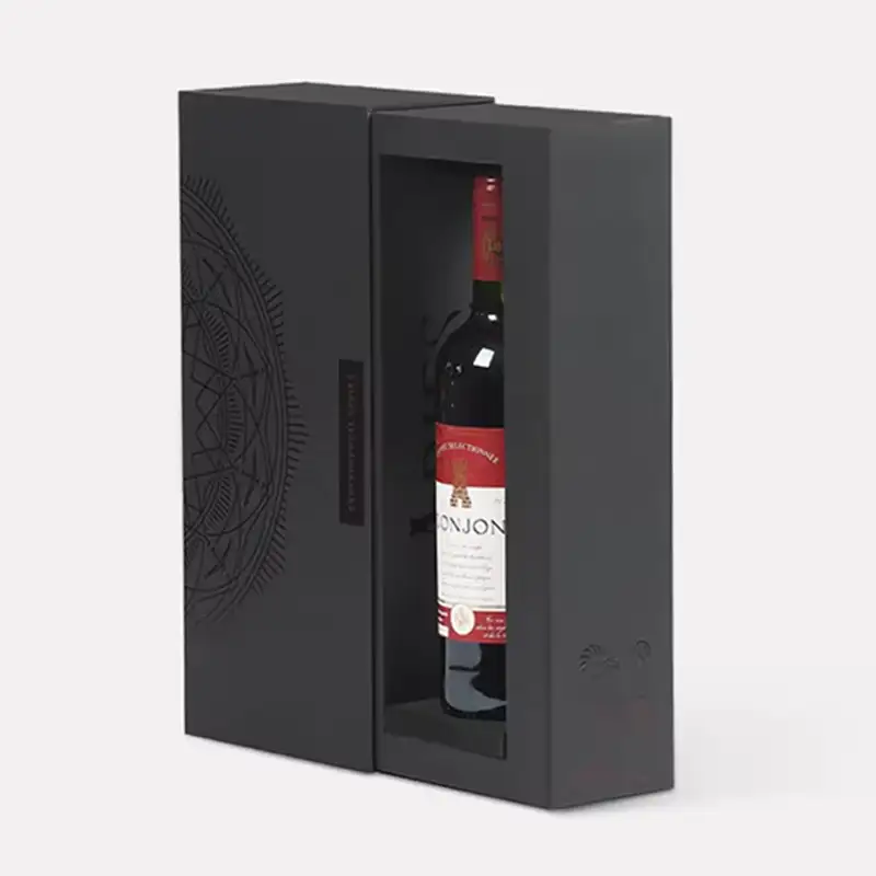 علبة تغليف نبيذ مربعة فاخرة قابلة لإعادة التدوير، مصنوعة حسب الطلب، من الورق المقوى، تُباع بالجملة، على شكل درج 1