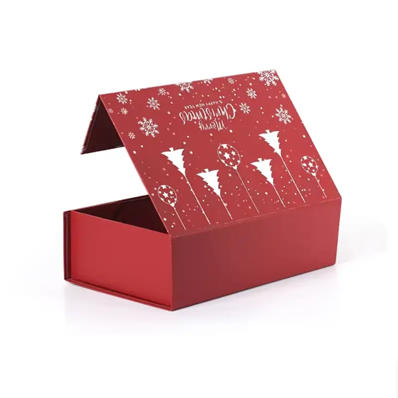 Magnetic Clamshell Type Recyclable Cookie Treat Chocolate Present Packaging Paper Mache Christmas Gift Box with Matt Lamination 1