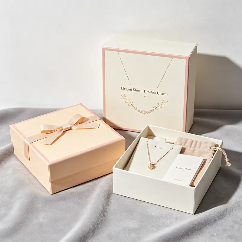 Custom Recyclable Paperboard Double Door Open Brooch Choker Box for Bracelet Ring Jewelry Gift Packaging Necklace 1