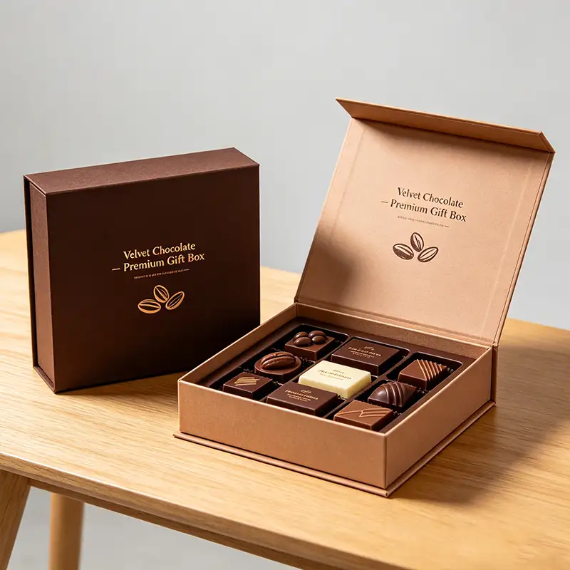 Custom Bright Square Rigid Cardboard UV Coating Separation Chocolates Set Packaging Boxes Wedding Favor Chocolate Gift Box 1