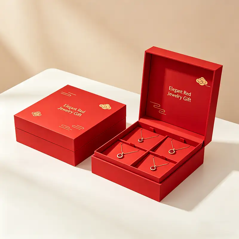 Personalised Double Door Art Paper Bangle Box with Recyclable Paperboard Custom Wedding Engagement Gift Luxury Red Ring Box 1
