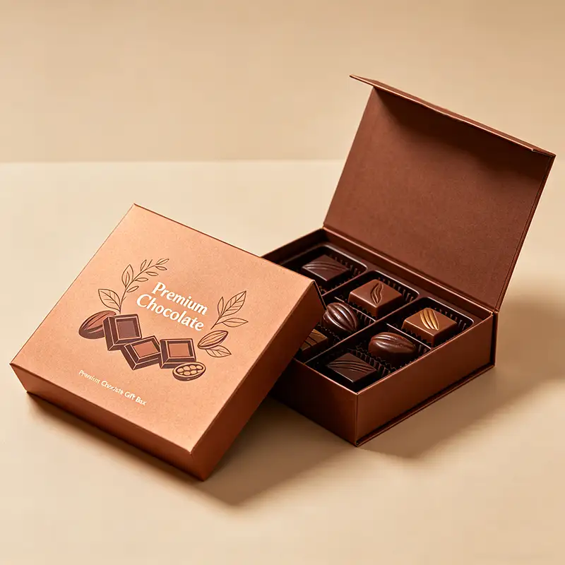 Factory Custom Logo He Chengli Recyclable Square Corrugated Board Chocolates Gift Boxes with Matt/Glossy Lamination Embossing 1