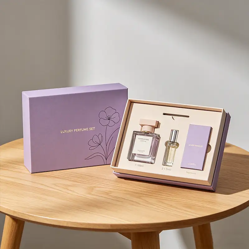 Coffret cosmétique carré en carton recyclable, design à clapet, doublure personnalisée avec logo, pour soins de la peau, émulsion aqueuse, emballage pour parfum. 1