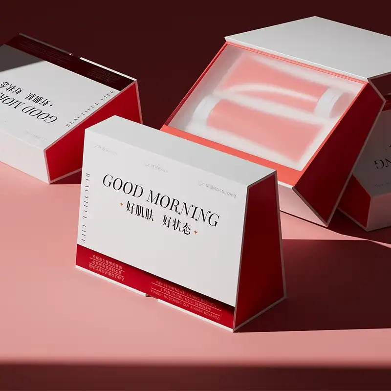 Custom Logo Double-Door Open Gold Foil Recyclable Square Paperboard Packaging Boxes for Cosmetics Skin Care Perfume Gift Boxes 1