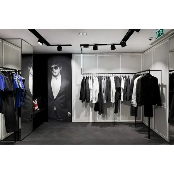 New Design Men Clothing Equipment Clothing Display Rack Men Clothes Shop Decoration Suit Display Furniture For Men Clothes Shop 1