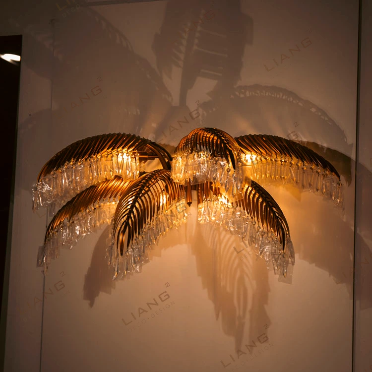 Luminária suspensa de metal em formato de árvore de bronze antigo Liangliang (7 folhas) 1
