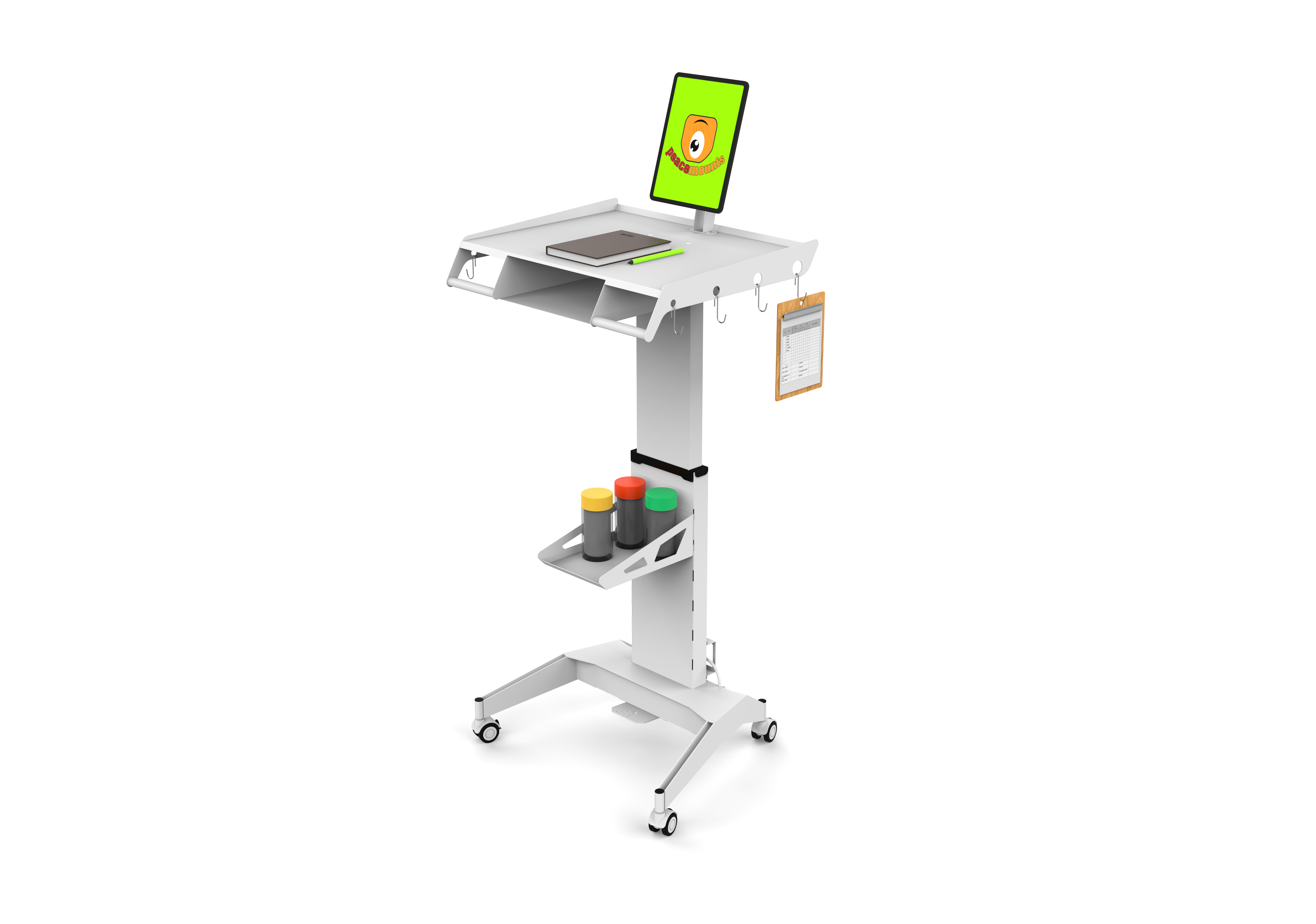 Altitudo Novifacta Medical Trolley Laptop Cart-Peacemounts MCS-02 4