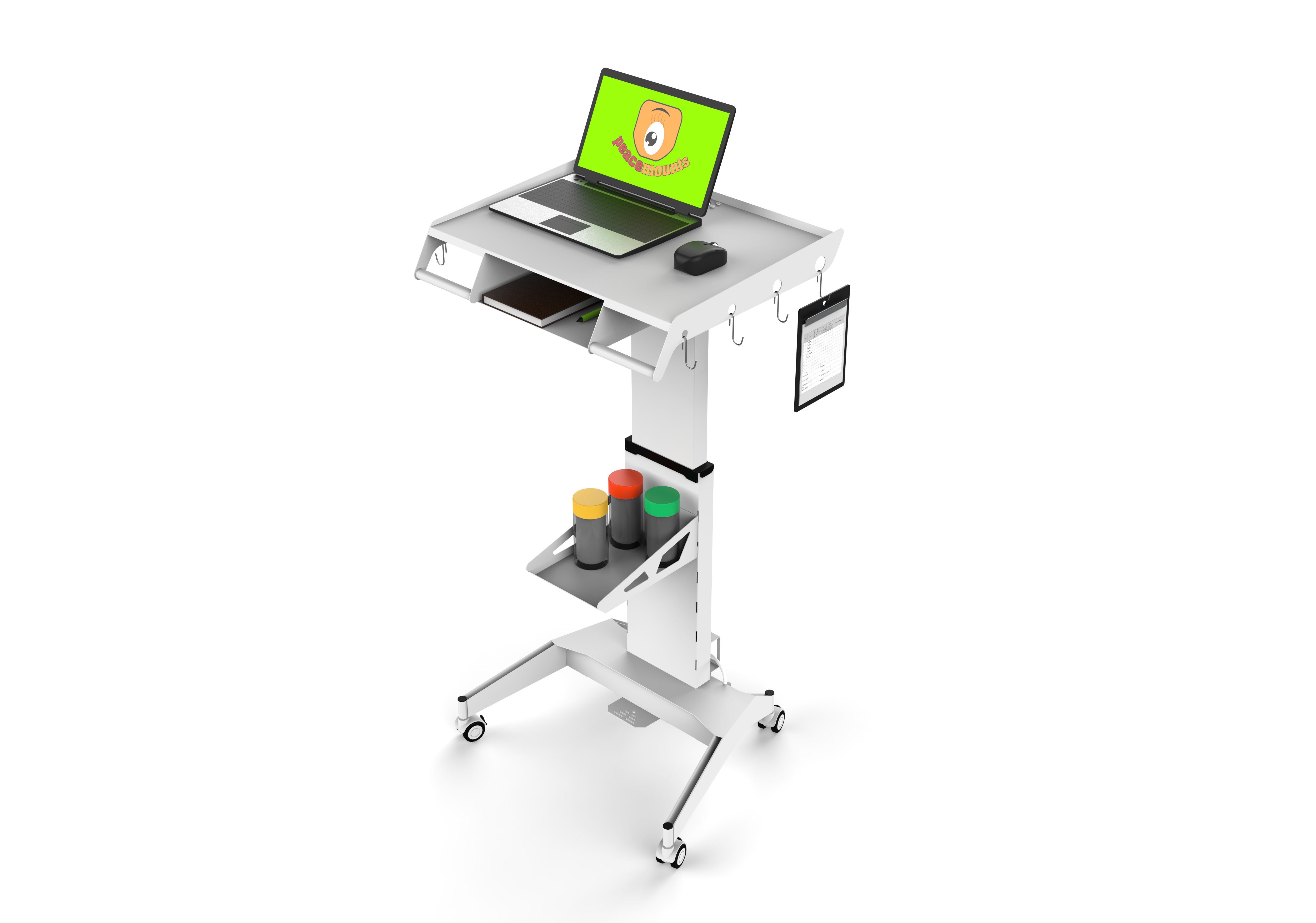 Altitudo Novifacta Medical Trolley Laptop Cart-Peacemounts MCS-02 2